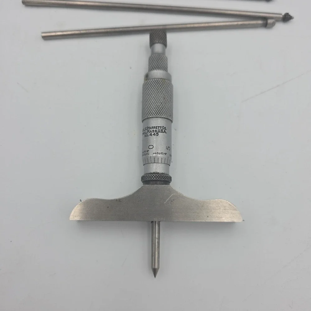 Starrett No. 445 Ratchet Thimble Depth Micrometer Set w/ Case